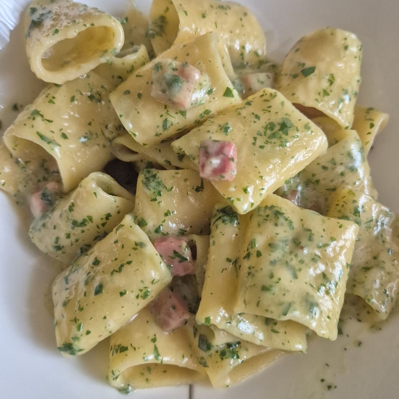Pasta gluten free alla Valdostana con Besciamella con brodo vegetale.