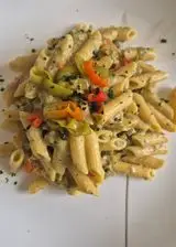 Ricetta Penne gluten free con Peperoni alla crema di Porri e besciamella.