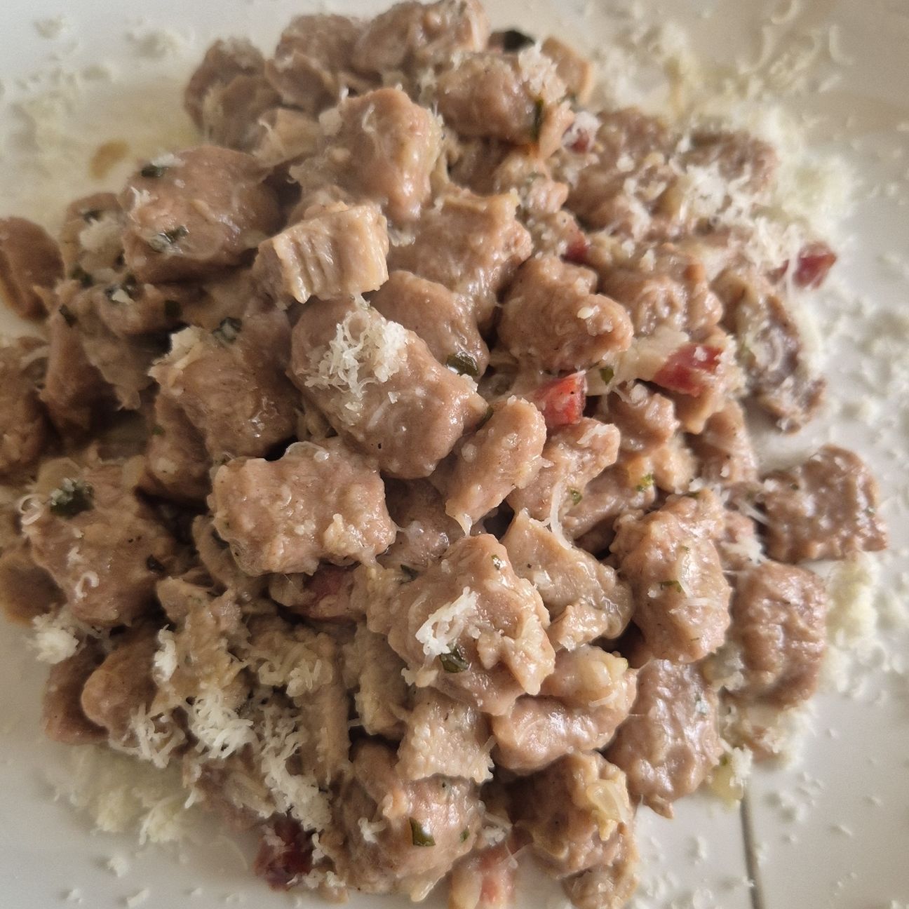 Gnocchi di castagne gluten free con Porchetta di Montepulciano e Pancetta affumicata