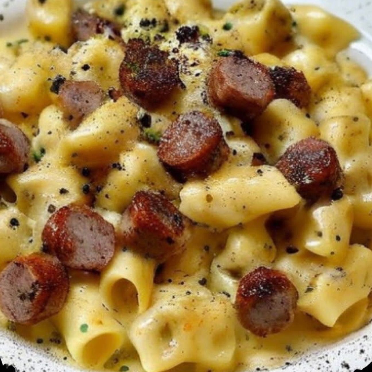 Pasta con crema di patate e salsiccia