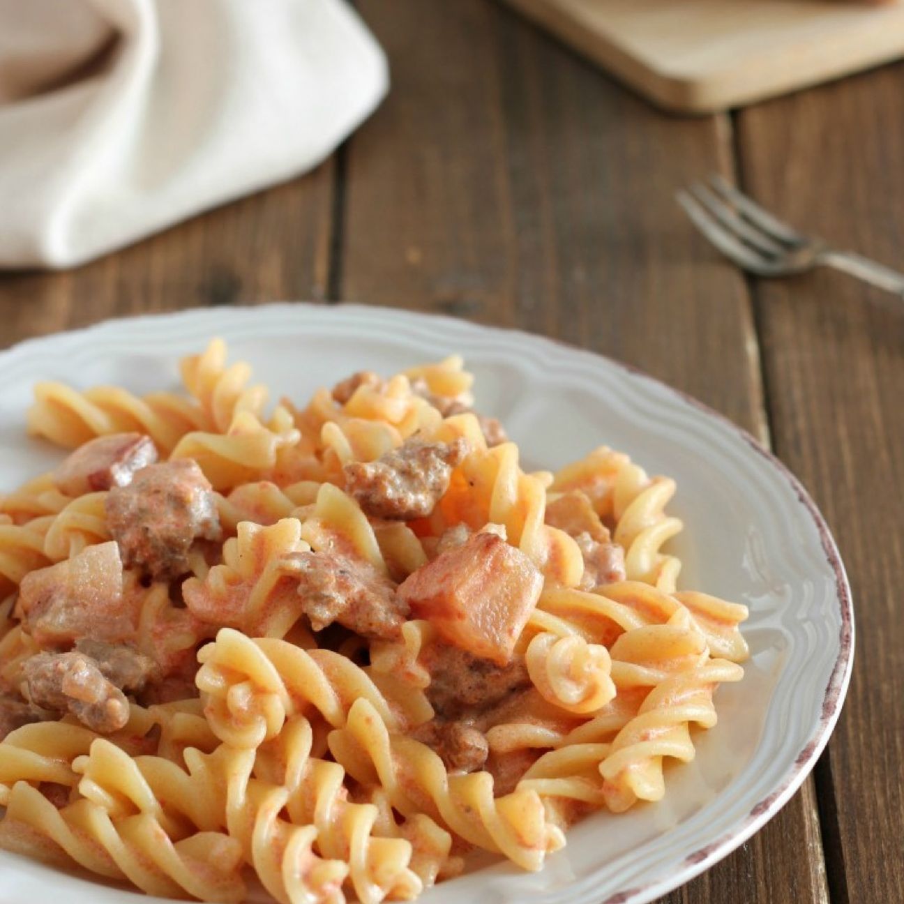 Pasta panna salsiccia e pancetta