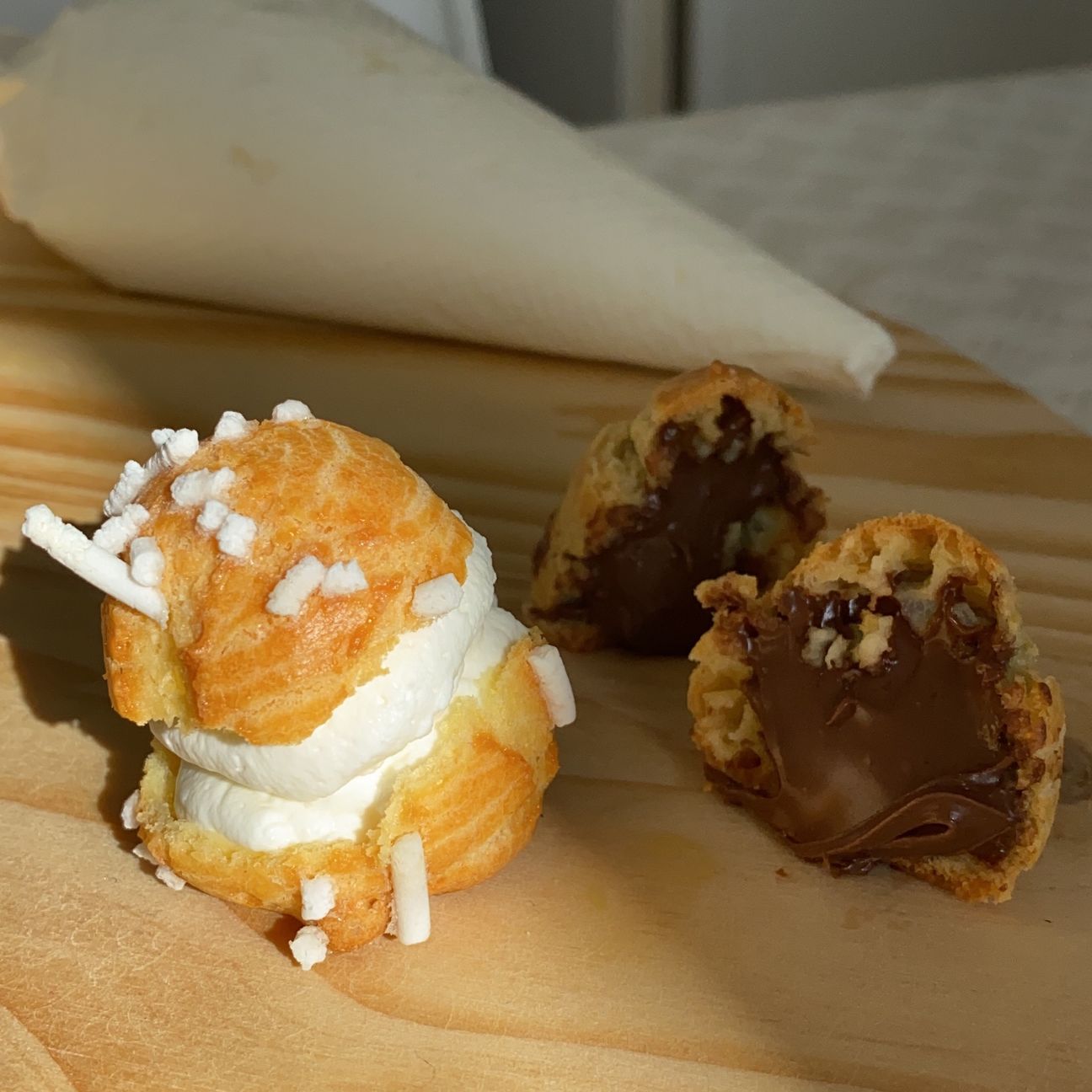 Bignè con panna o nutella
