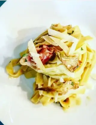 Ricetta Tagliatelle carciofi fritti e spek croccante di stefania717