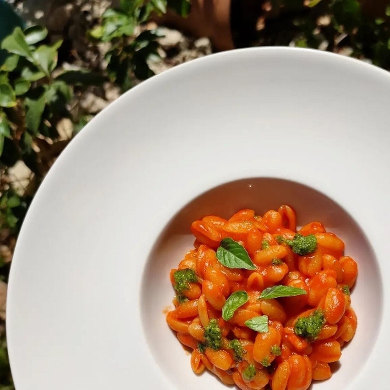 Gnocchetti sardi al pomodoro con salsa di basilico