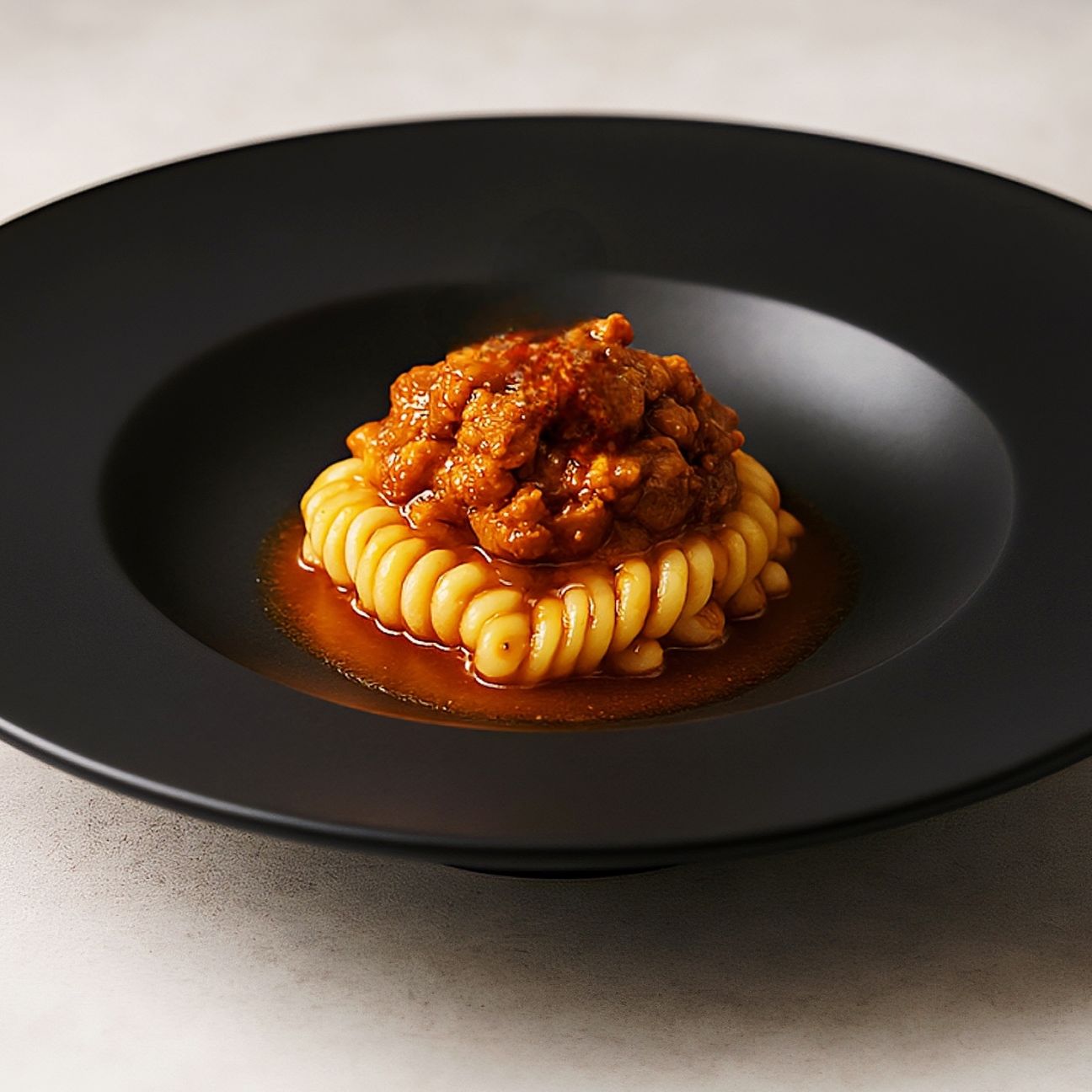 Fusilli bucati al ragù di prosciutto alla bolognese