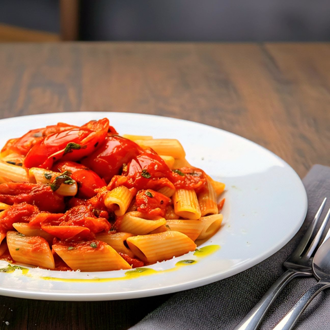 Mezze penne pomodoro e peperoni