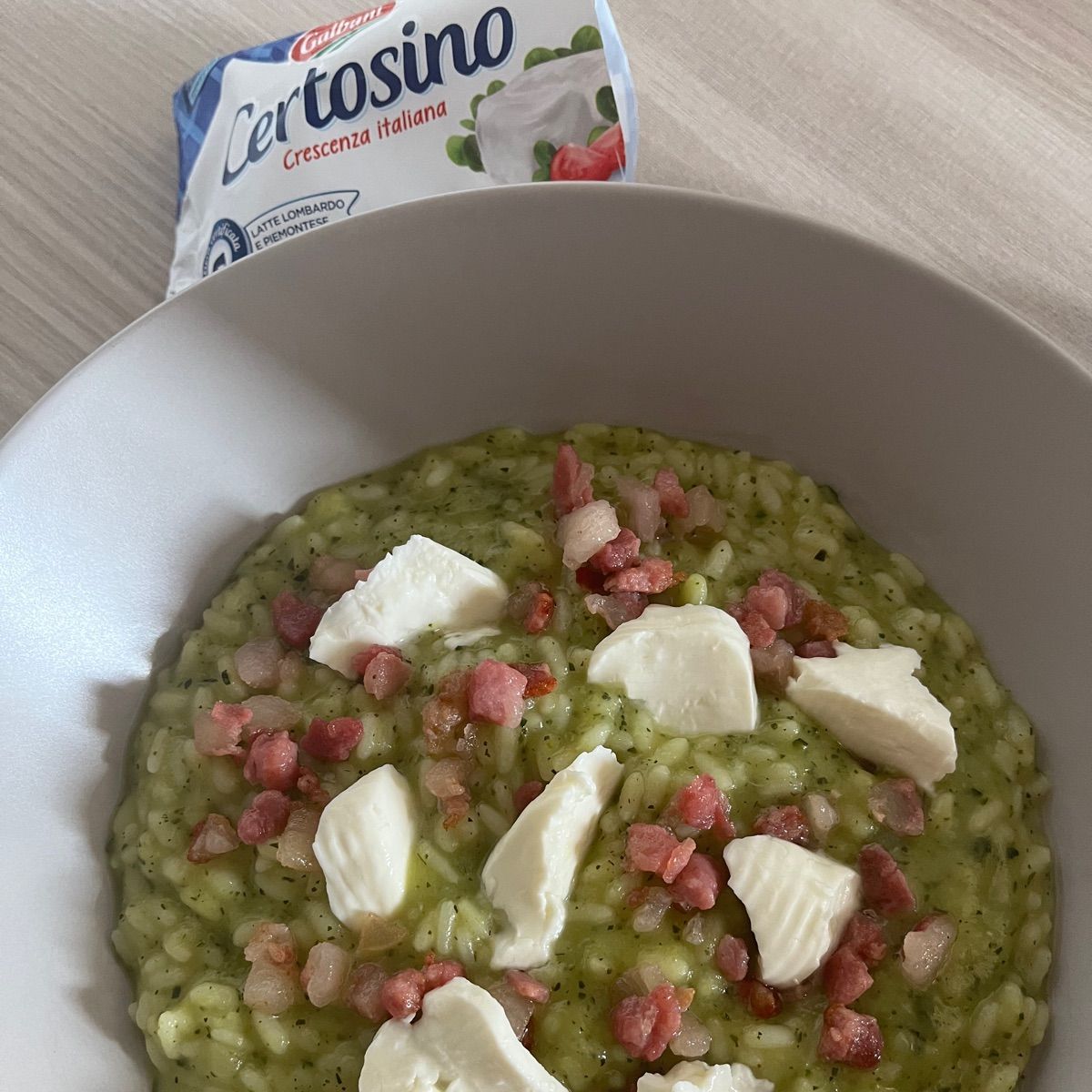 Risotto crema di zucchine, pancetta e certosino Galbani
