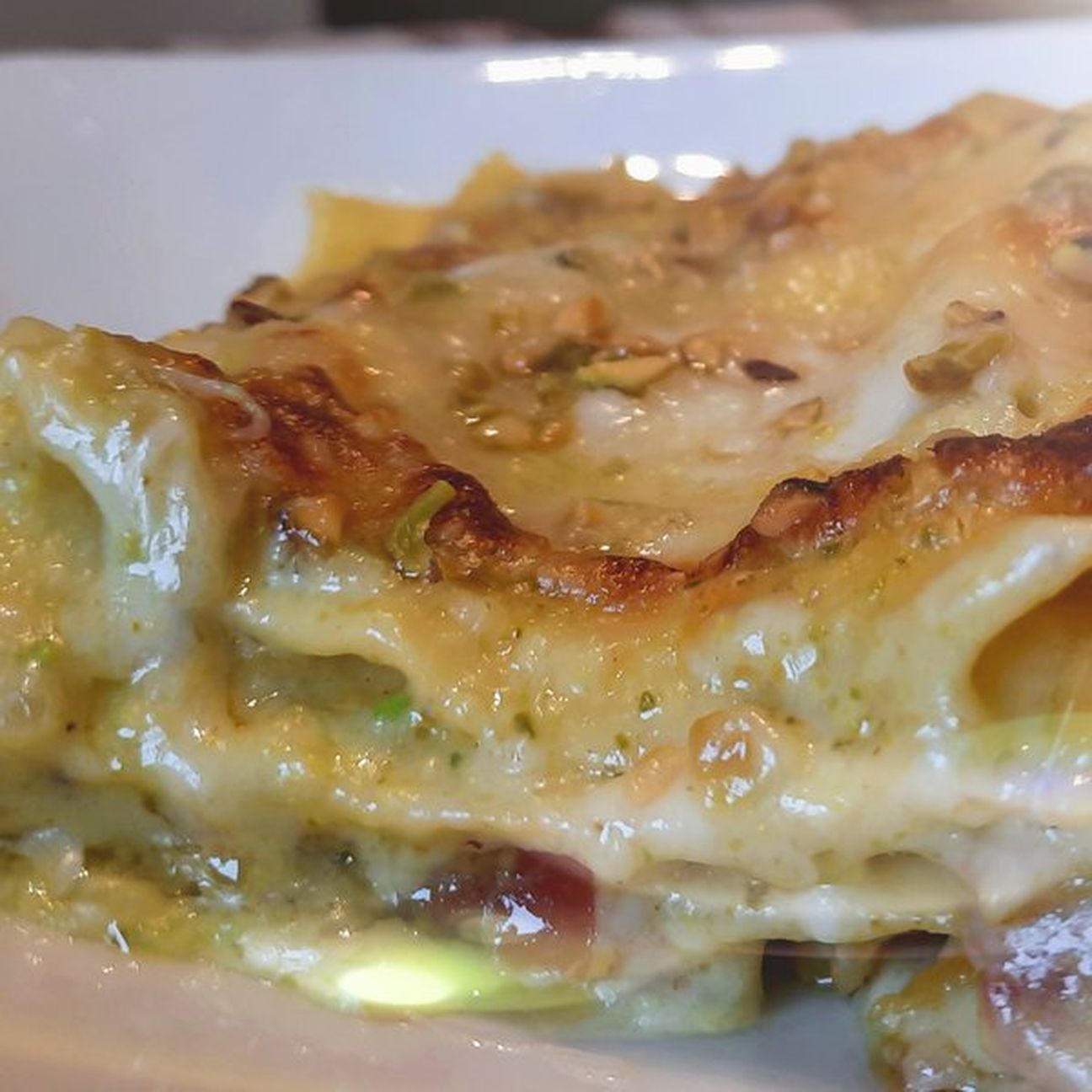 Lasagne al pistacchio con speck e provola