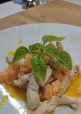 Ricetta STRACCETTI DI POLLO AL LIMONE, BASILICO E MELONE