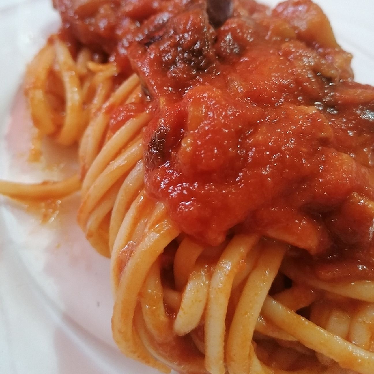 Linguine al Sugo di Melanzane e Pancetta
