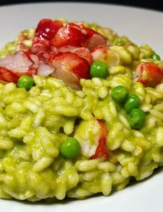 Ricetta Risotto con crema di piselli e gamberoni di unastellaincucina