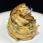 Ricetta Chitarra con porcini, parmigiano e rosmarino fritto