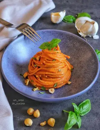 Ricetta Spaghetti integrali con pesto di peperoni di stefanoriccifoodblog