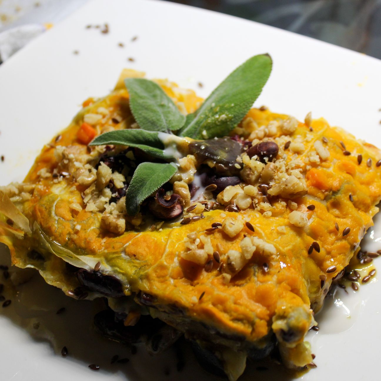 Lasagna di zucca e fagioli rossi