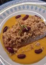 Ricetta Salmone, noci, vellutata di zucca e fagioli rossi!