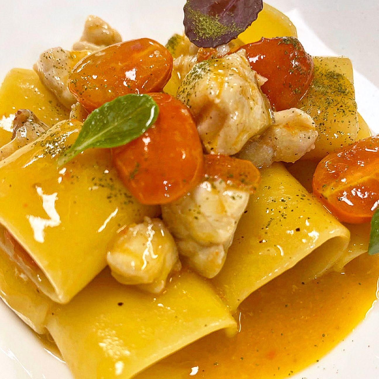 Mezzo pacchero con coccio e pomodorino
