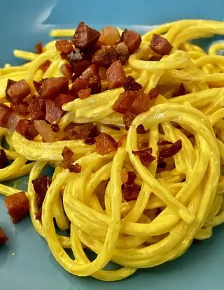 Ricetta Spaghetti alla chitarra con crema allo zafferano, philadelphia e speck di giannidinatale86