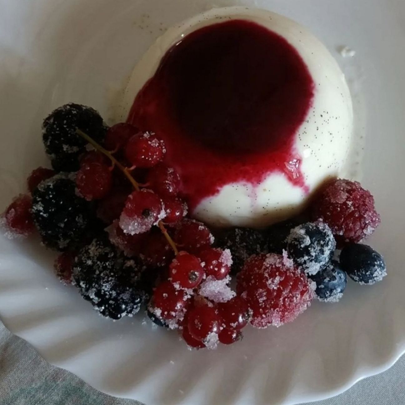 Panna cotta con frutti di bosco