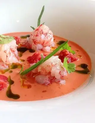 Ricetta Tartare di gambero rosso ,  gazpacho di arance e olio alla menta di Chef.Giuseppe