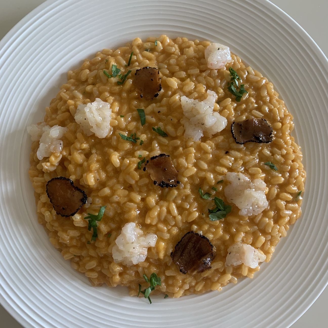 Risotto alla crema di scampi e tartufo