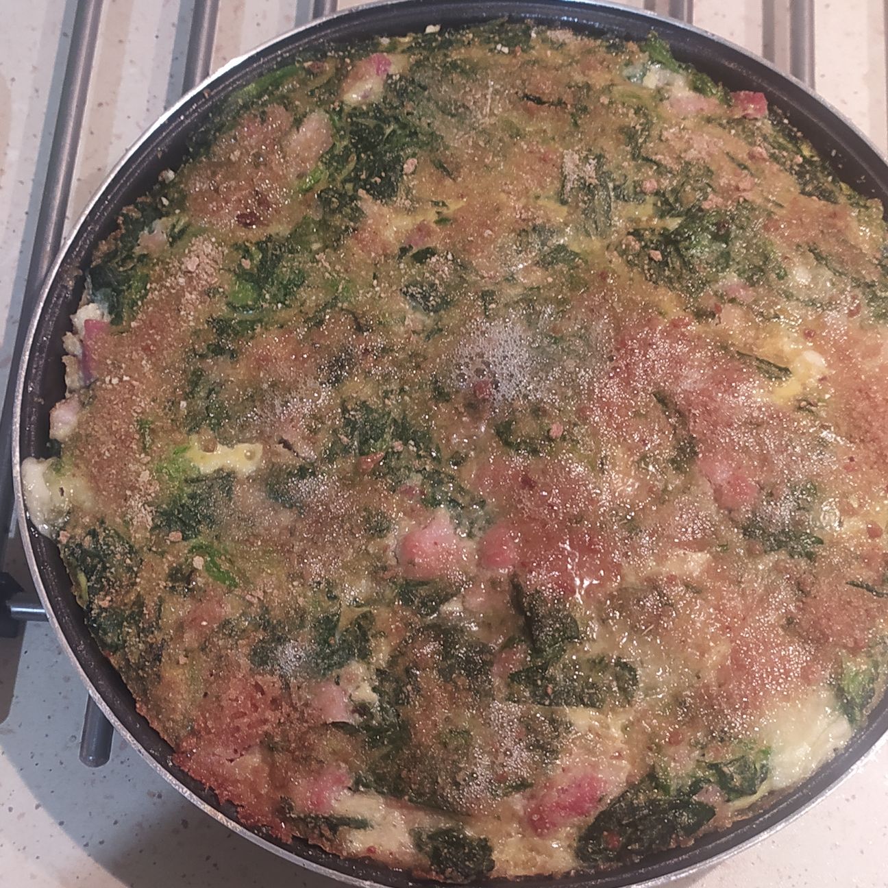 Tortino di spinaci con pancetta ed Emmental