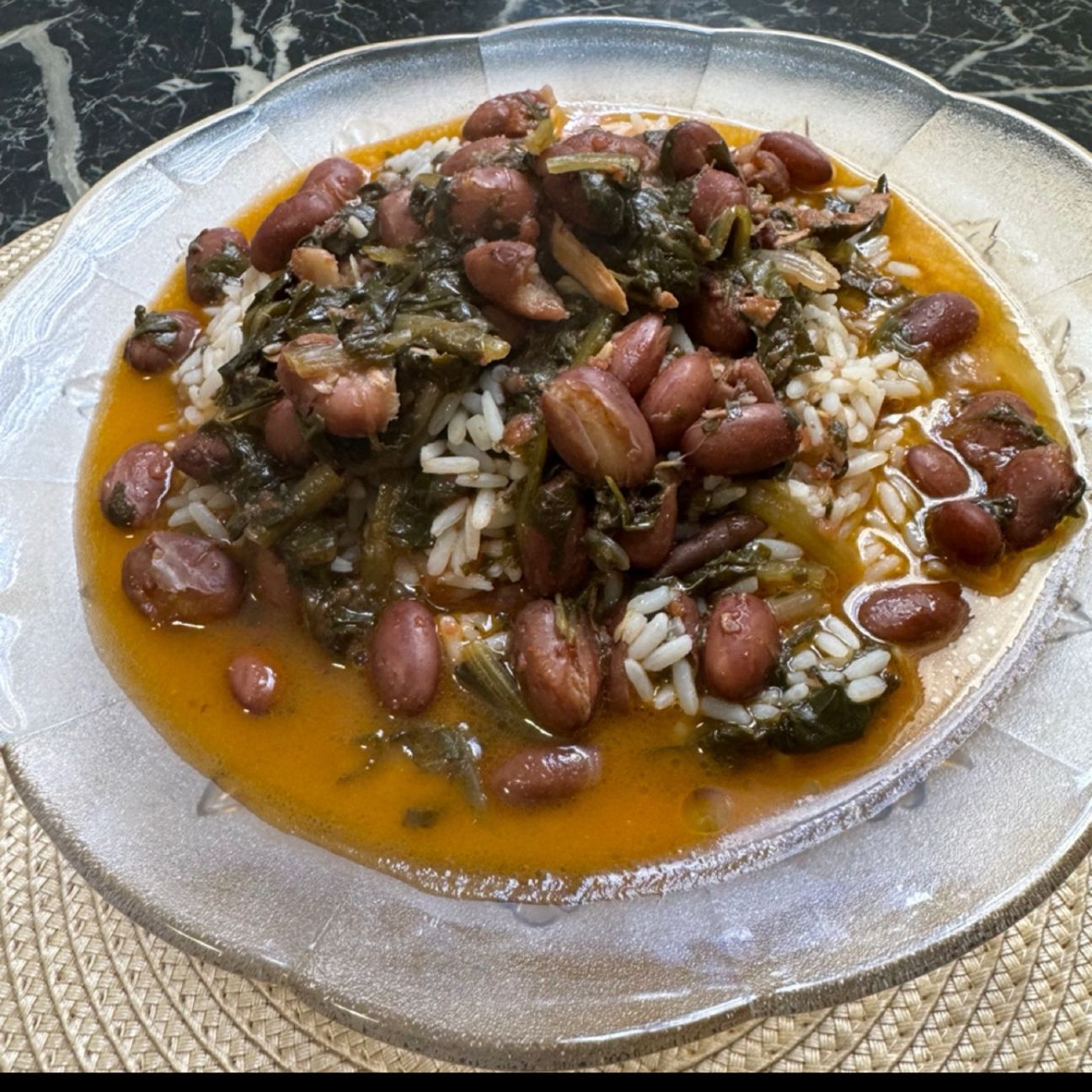 Riso cicoria e fagioli con sughetto 😋