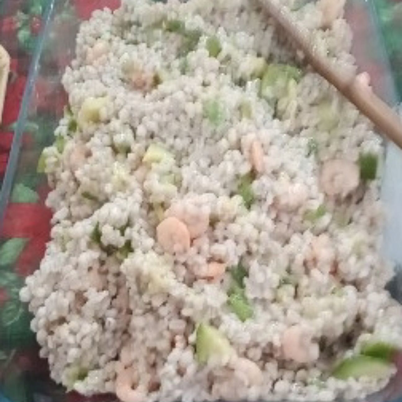 Orzo decorticato con Zucchine e gamberetti