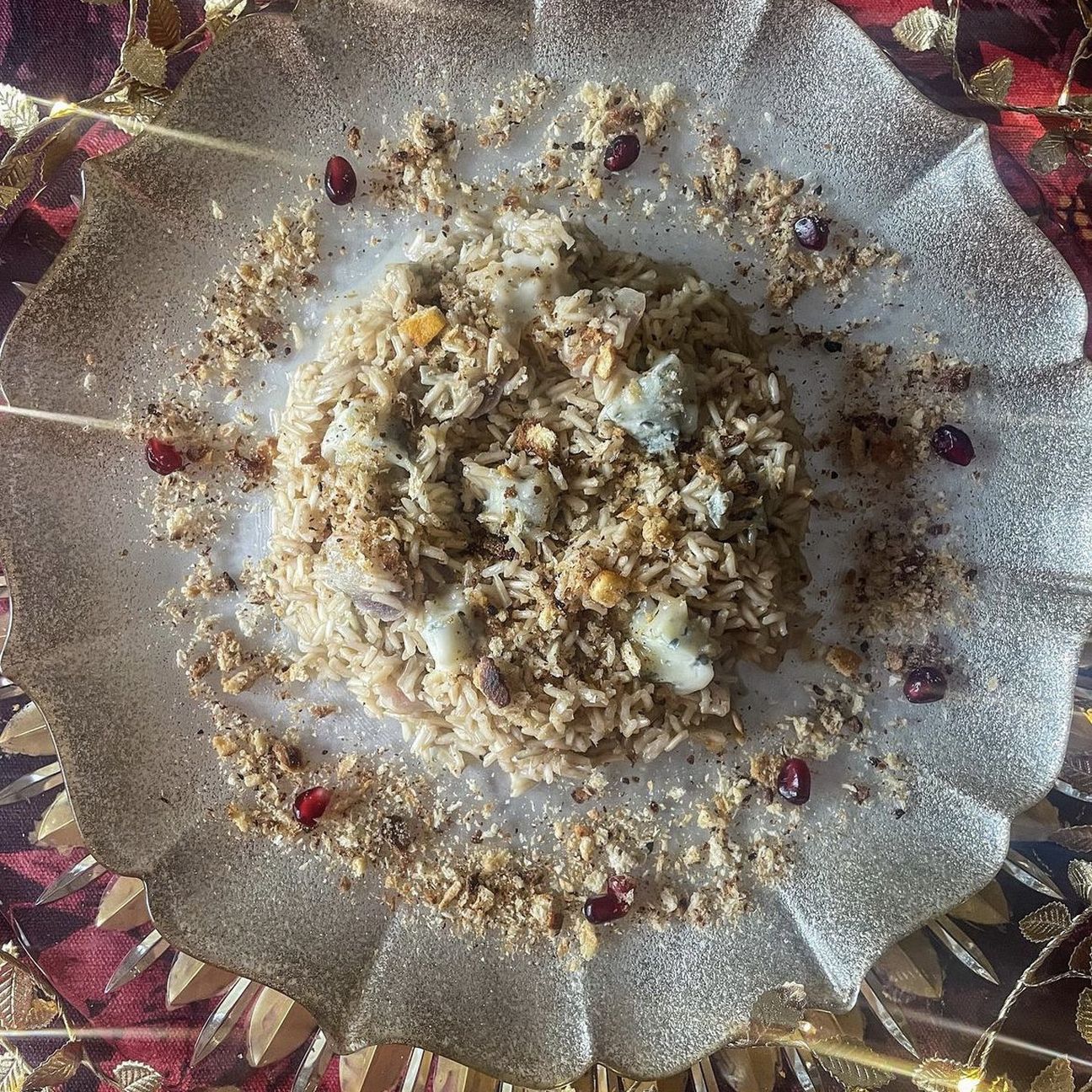 Risotto al Gorgonzola e crumble di panettone croccante