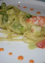 Ricetta Linguine alla crema di asparagi e gamberi