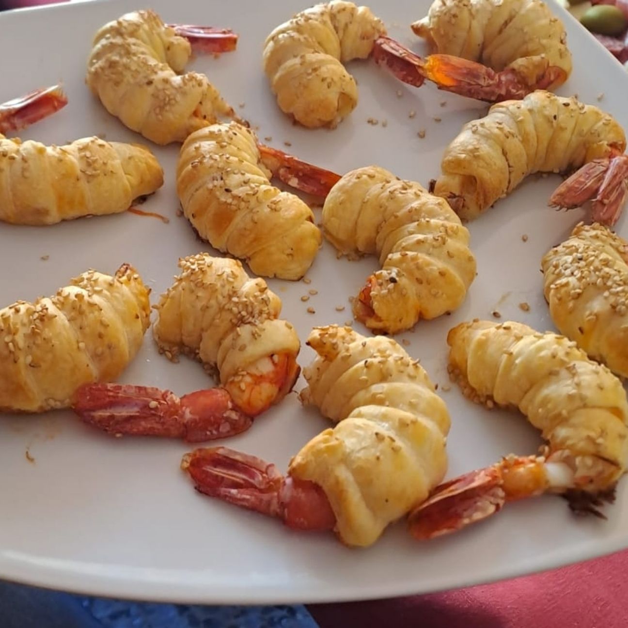 Gamberi in crosta di pasta sfoglia.