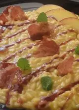 Ricetta Risotto alle pesche con riduzione di vino e capocollo di Martina.