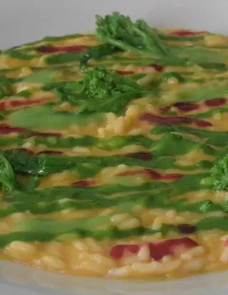 Ricetta Risotto alla zucca con salsa alle cime di rapa e alla melagrana di Mamy.chef75