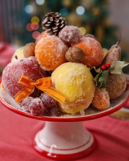 Centrotavola natalizio di frutta brinata #NataleAltacucina