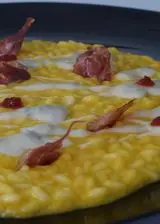 Ricetta Risotto alla zucca, gorgonzola, capocollo pugliese e salsa al peperoncino