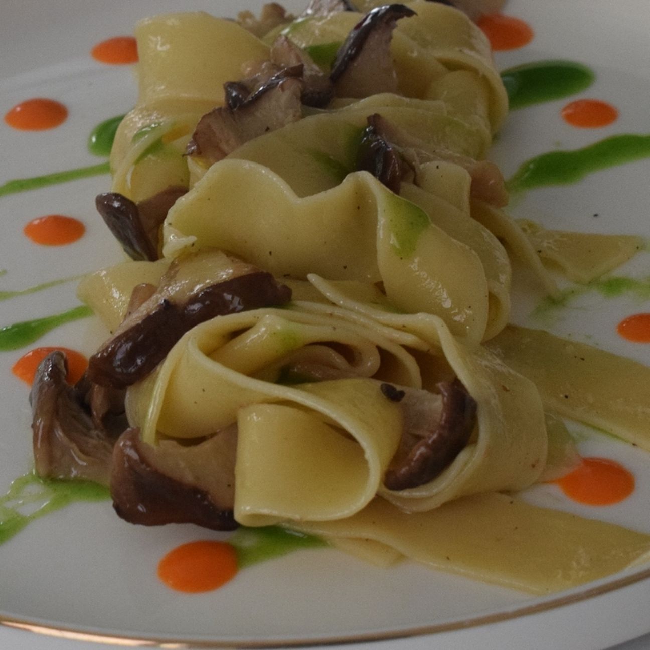 Pappardelle ai funghi cardoncelli e salsa ai peperoni