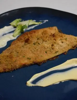 Ricetta Filetto di branzino gratinato con maionese al tabasco e ai finocchi. di Mamy.chef75