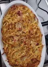 Ricetta Nidi di pasta, crema di carciofi, scamorza e pancetta