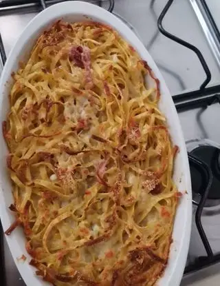 Ricetta Nidi di pasta, crema di carciofi, scamorza e pancetta di cleliaporcelluzzi