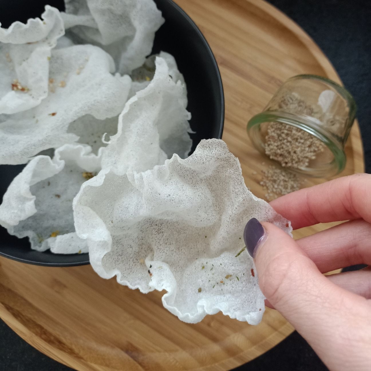 Chips con foglie di riso
