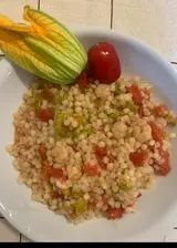 Ricetta Fregola von fiori di zucca e gamberetti