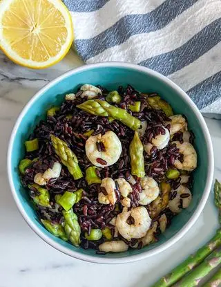 Ricetta Riso venere con gamberetti e asparagi di Magno