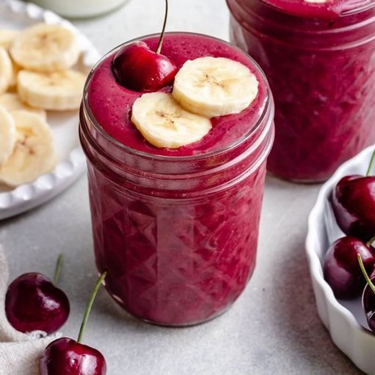 Smoothie banane e ciliegie