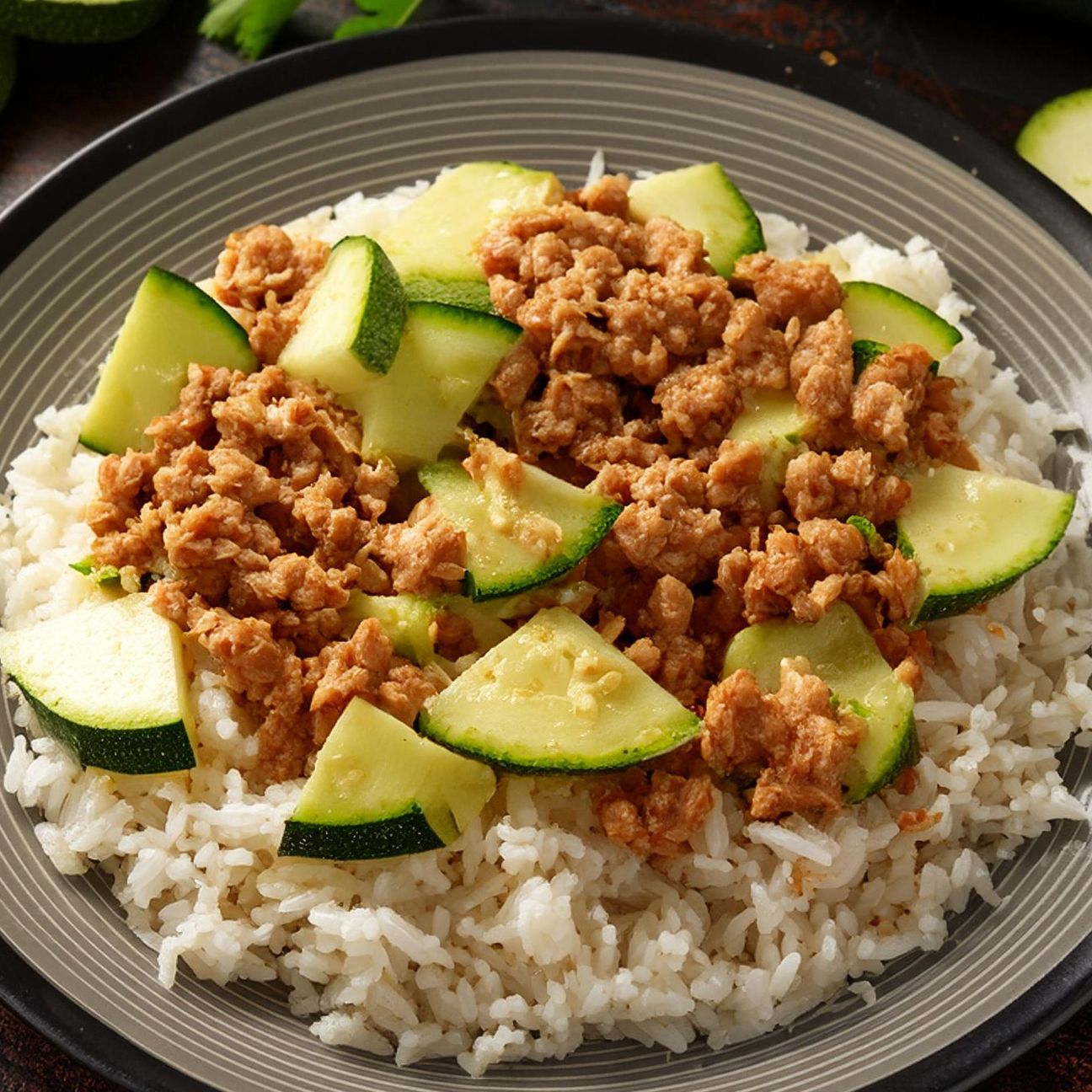 Riso basmati con zucchine e macinato di tacchino
