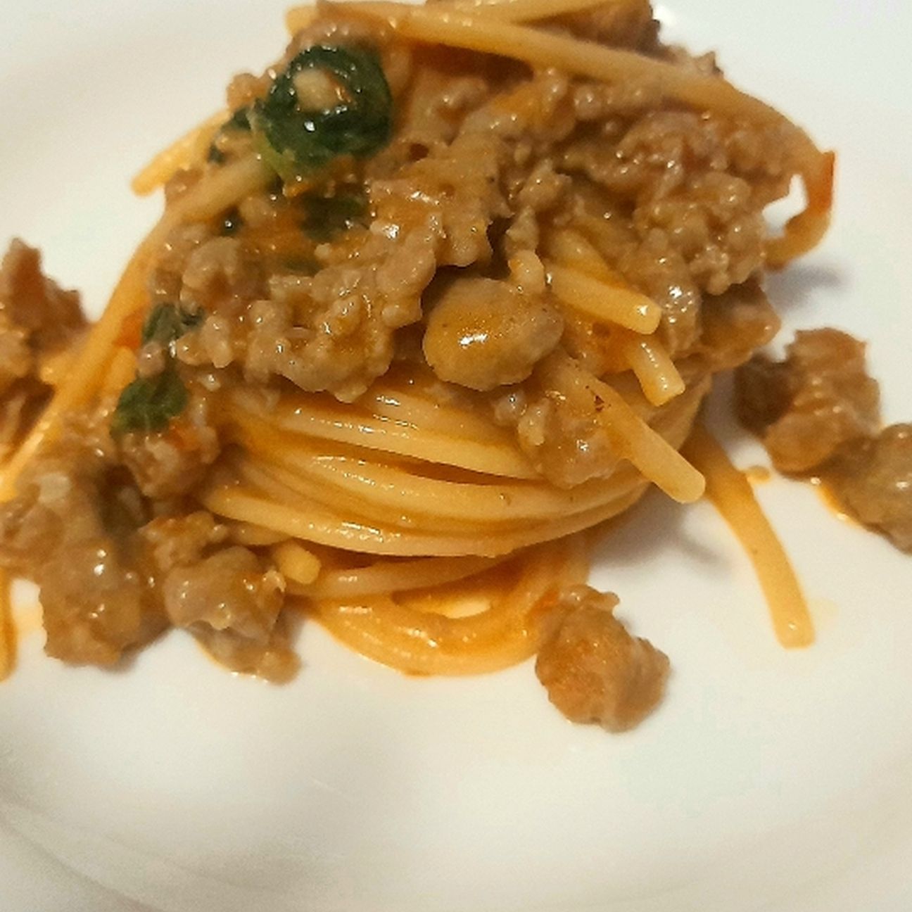 Spaghetti crema di pomodorini e salsiccia
