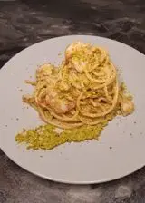 Ricetta Spaghetti con gamberone e pesto di pistacchio 