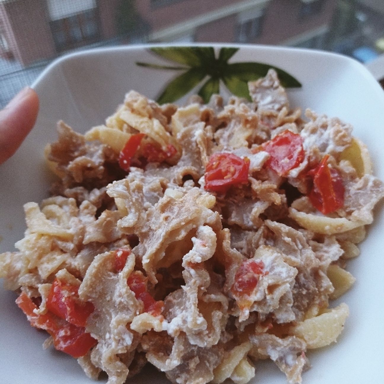 pasta Mafalda con ricotta e podomoroni🍅