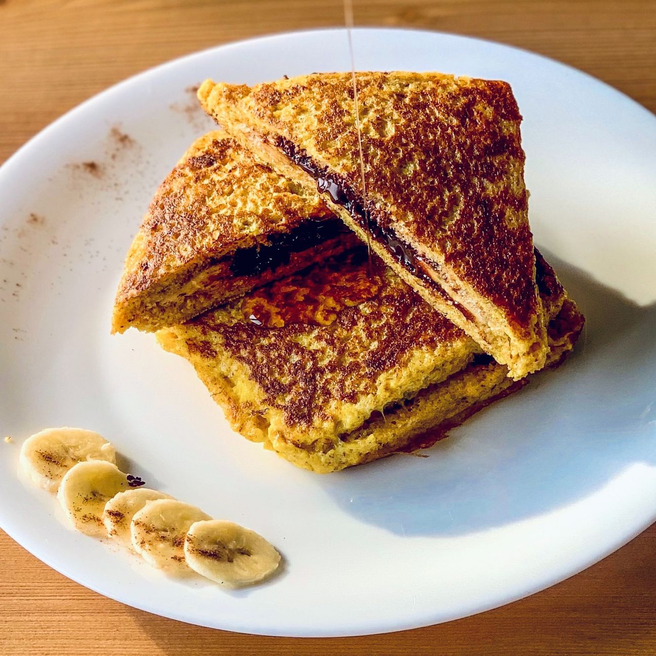 French toast ripieno banana e cioccolato fondente