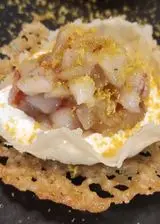 Ricetta Nido di formaggio con burrata, tartare di gamberoni e bottarga