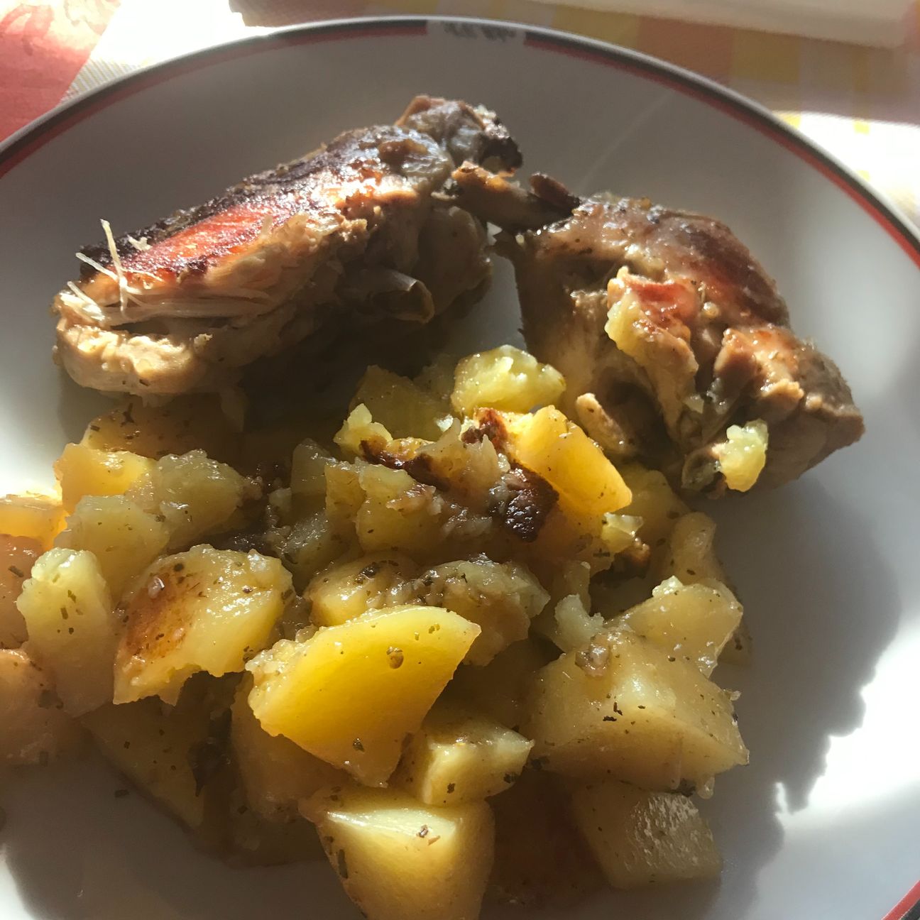 cosce e sovra cosce in padella con le patate