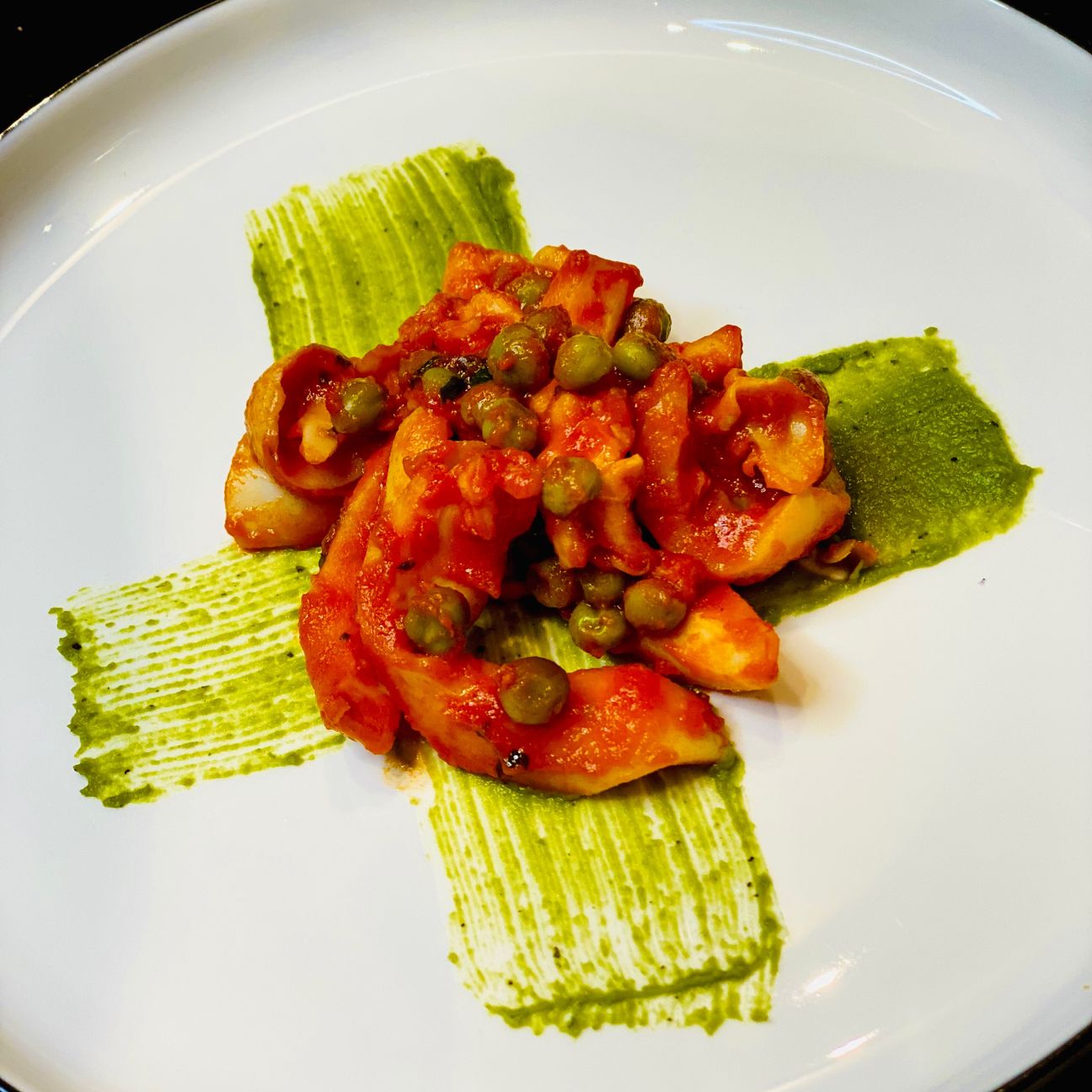 Seppie piselli con la loro crema profumata di menta